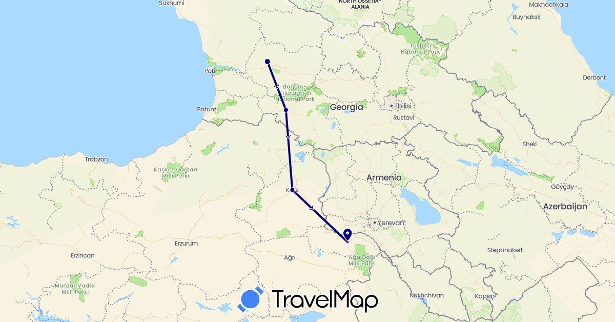 TravelMap itinerary: driving in Georgia, Turkey (Asia)